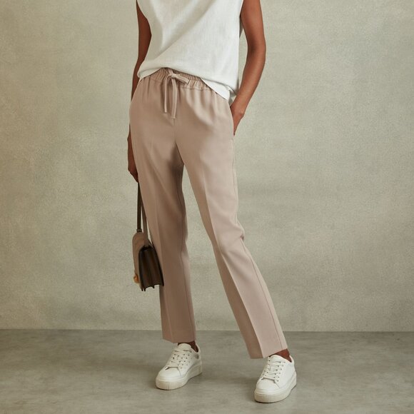REISS Hailey Tapered Pull On Trousers - Picture 1 of 9